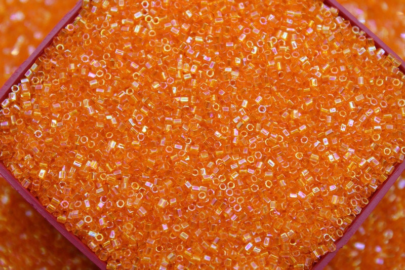 Miyuki Hexagon 2 Cut, 15/0, Orange Luster AB, Japanese Seed Beads, 10/20/50 Grams, Hex Cut Beads, Miyuki Glass Beads, Embroidery Material, 253/S6