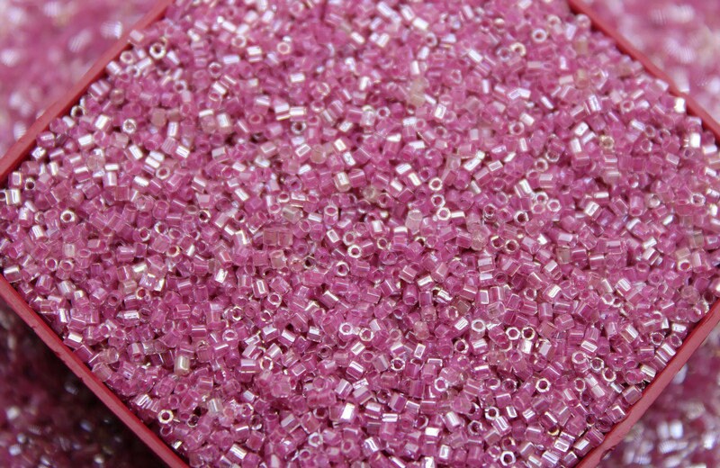 Miyuki Hexagon 2 Cut, 15/0, Ruby Pink Luster, Japanese Seed Beads, 10/20/50 Grams, Hex Cut Beads, Miyuki Beads, Embroidery Material, 340/S5