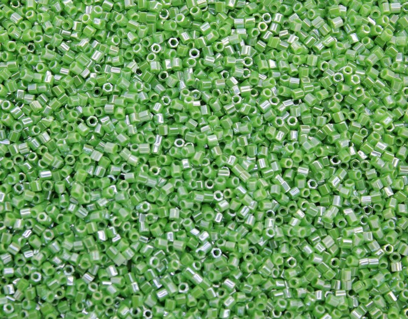 Miyuki Hexagon 2 Cut, 15/0, Opaque Jade Luster, Japanese Seed Beads, 10/20/50 Grams, Hex Beads, Miyuki Glass Beads, Embroidery Material, 431/S26