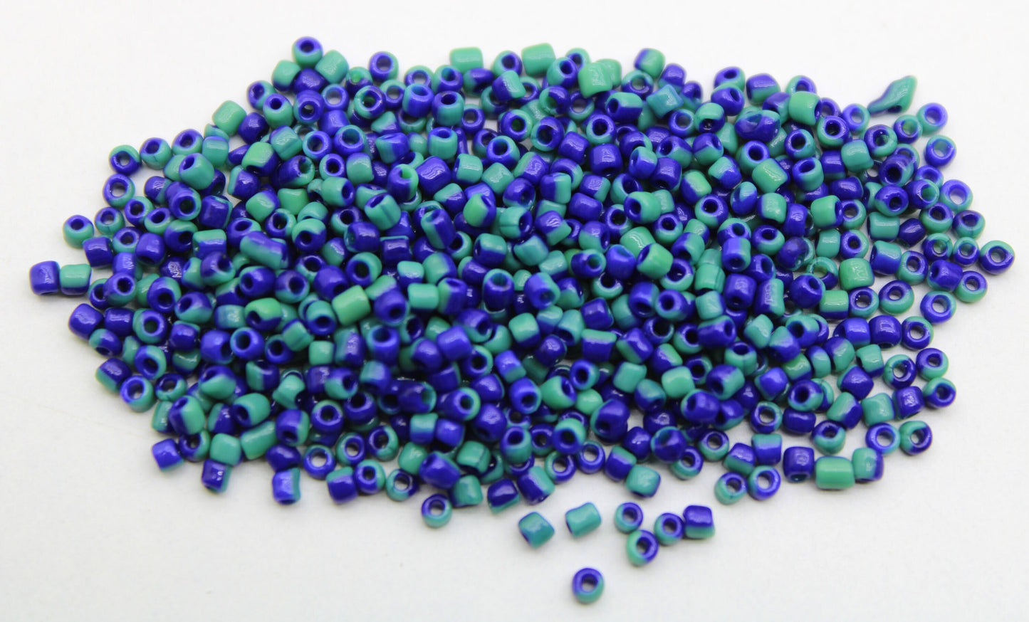 11/0 Navy Blue-Green Striped Seed Beads, 20/50/100 Grams Packs, Embroidery Beads, Jewelry Beads, Craft Supply, Rondelle Beads, Indian Beads, 516/24.
