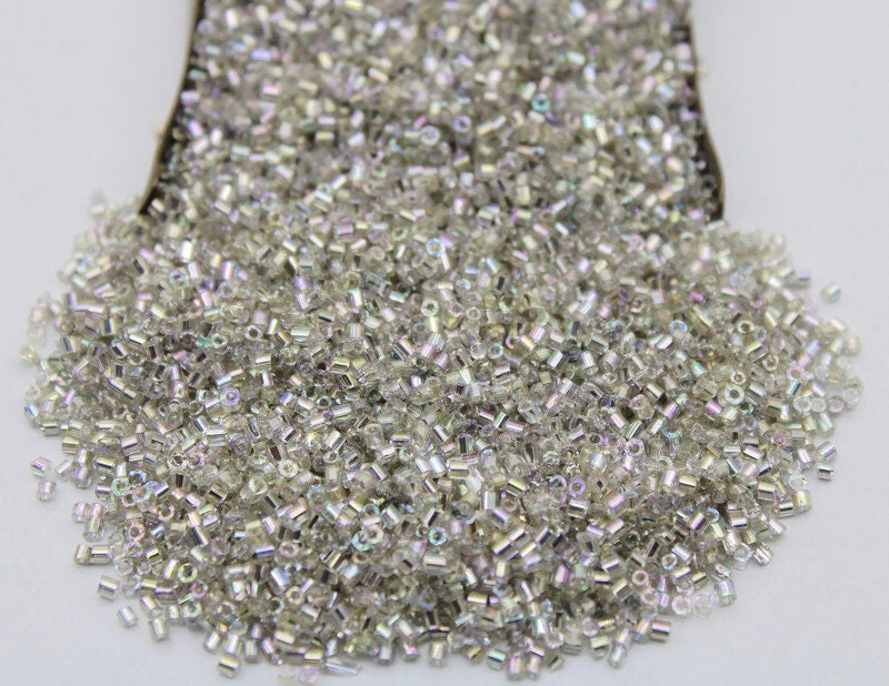 15/0 Czech Hexagon 2 Cut, White AB, 10/20/50/100 Grams Packs, Embroidery making, Jewelry Making, Vintage Beads, craft Supply, Seed Beads, 21RB/19