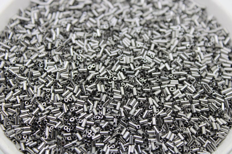 Czech Bugles, Size 3mm, Gray Metallic, 10/20/50/100 Grams Pack, Czech Seed Beads, Embroidery Beads, Jewelry Beads, Craft Supply, 576SM