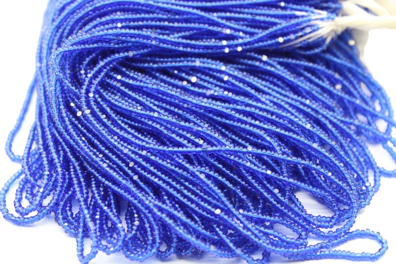 13/0 Charlotte Cut Beads, Tr. Light Sapphire with Silver Gleams. 1/3/5 Hanks, Preciosa Ornella Beads, Embroidery Beads, Craft Supply, Findings, 30080.