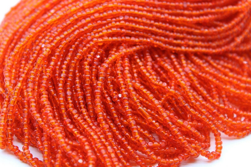 11/0 Charlotte Chip Beads, Tr. Dark Orange (2 Perfect Facets) 1/3/5 Hanks, Handmade Charlotte, Jewelry Supply, Charlotte True Cut Beads
