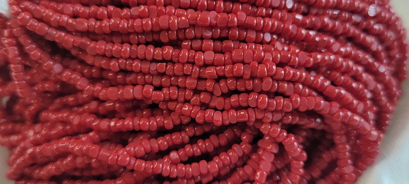11/0 Charlotte Chip Beads, Dark Coral Red Opaque (2 Perfect Facets) 1/3/5 Hanks, Handmade Charlotte, Jewelry Supply, Charlotte True Cuts