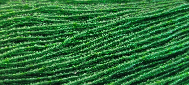 11/0 Charlotte Chip Beads, Tr. Green (2 Perfect Facets) 1/3/5 Hanks, Handmade Charlotte, Jewelry Supply, Charlotte True Cuts, Rare Beads