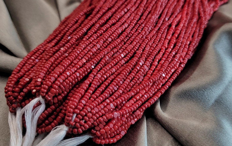 11/0 Charlotte Chip Beads, Coral Red Opaque (2 Perfect Facets) 1/3/5 Hanks, Handmade Charlotte, Jewelry Supply, Charlotte True Cut Beads