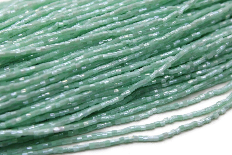 Miyuki Hexagon 2 Cut, 15/0, Light Mint, Japanese Beads, 1 Hank, Embroidery Beads, Jewelry Findings, Vintage Beads, Hex Cut Beads, Supply