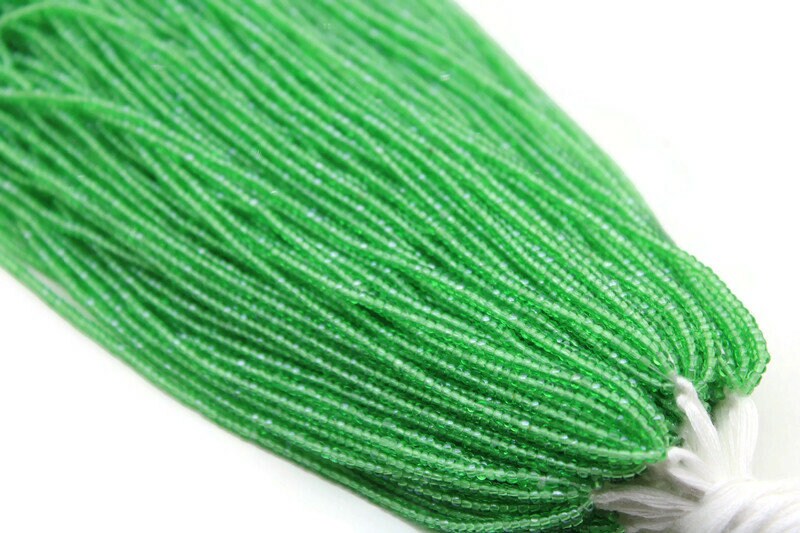 11/0 Charlotte true Cut Beads, Apple Green Luster (2 Perfect Facets) 1,3,5 Hanks, Embroidery Material, Jewelry Supply, Premium True Cuts, 56430