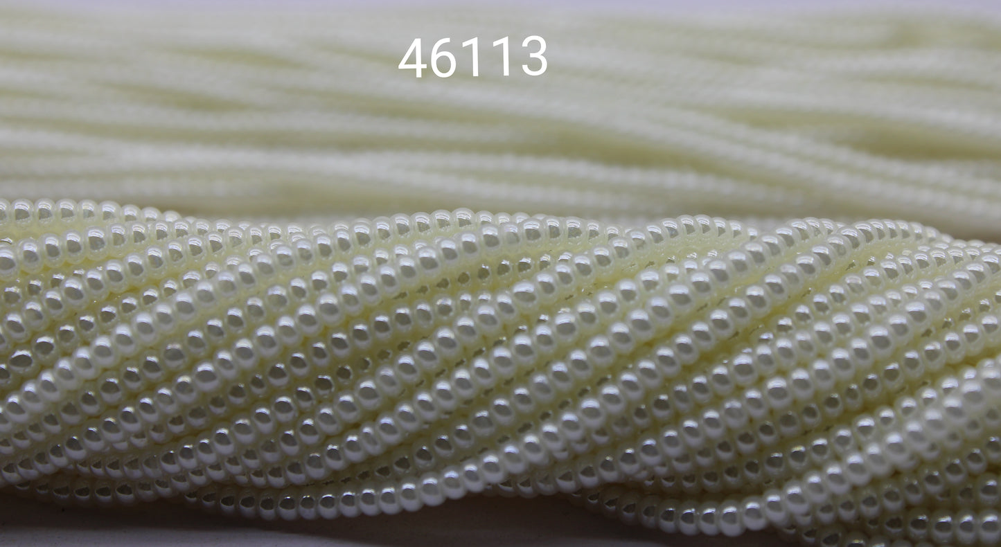 11/0 Preciosa Seed Beads, Light Pearl Luster, 1 Hank, Czech Seed Beads, Embroidery Material, Jewelry Supply, 46113