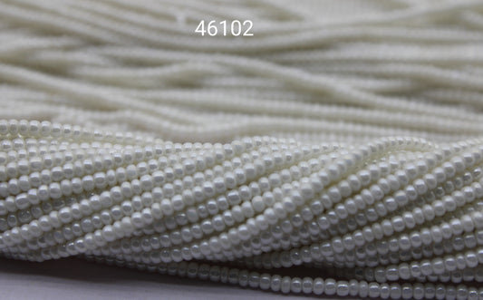 11/0 Preciosa Seed Beads, White Luster, 1 Hank, Czech Seed Beads, Embroidery Material, Jewelry Supply, 46102