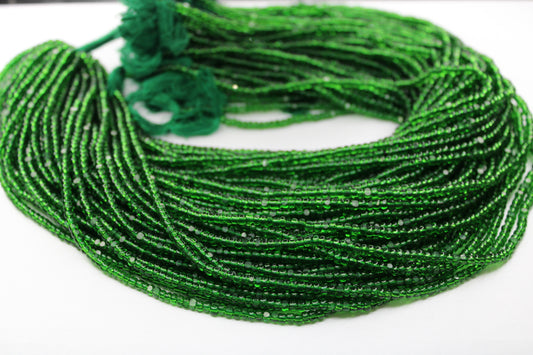 8/0 Charlotte True Cut Beads, Tr. Dark Green (2 Facets) 1 Strand, Craft Supplies, Jewelry making, Embroidery materials, Vintage beads, (50060 Dark)