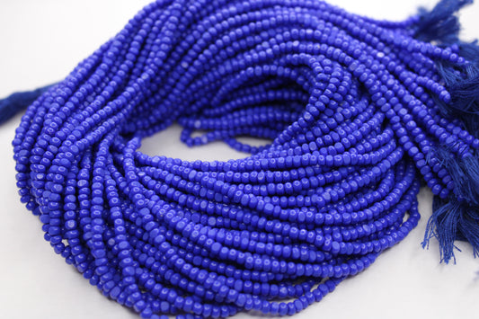 8/0 Charlotte True Cut Beads, Royal Blue (2 Facets) 1 Strand, Craft Supplies, Jewelry making, Embroidery materials, Vintage beads, 33040