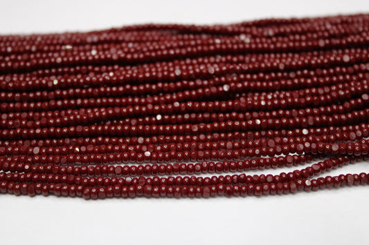 8/0 Charlotte True Cut Beads, Op. Reddish Brown (2 Facets) 1 Strand, Craft Supplies, Jewelry making, Embroidery materials, Vintage beads, 93310