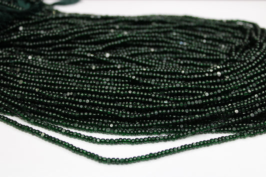 8/0 Charlotte True Cut Beads, Tr. Bottle Green (2 Facets) 1 Strand, Craft Supplies, Jewelry making, Embroidery materials, Vintage beads, 50150