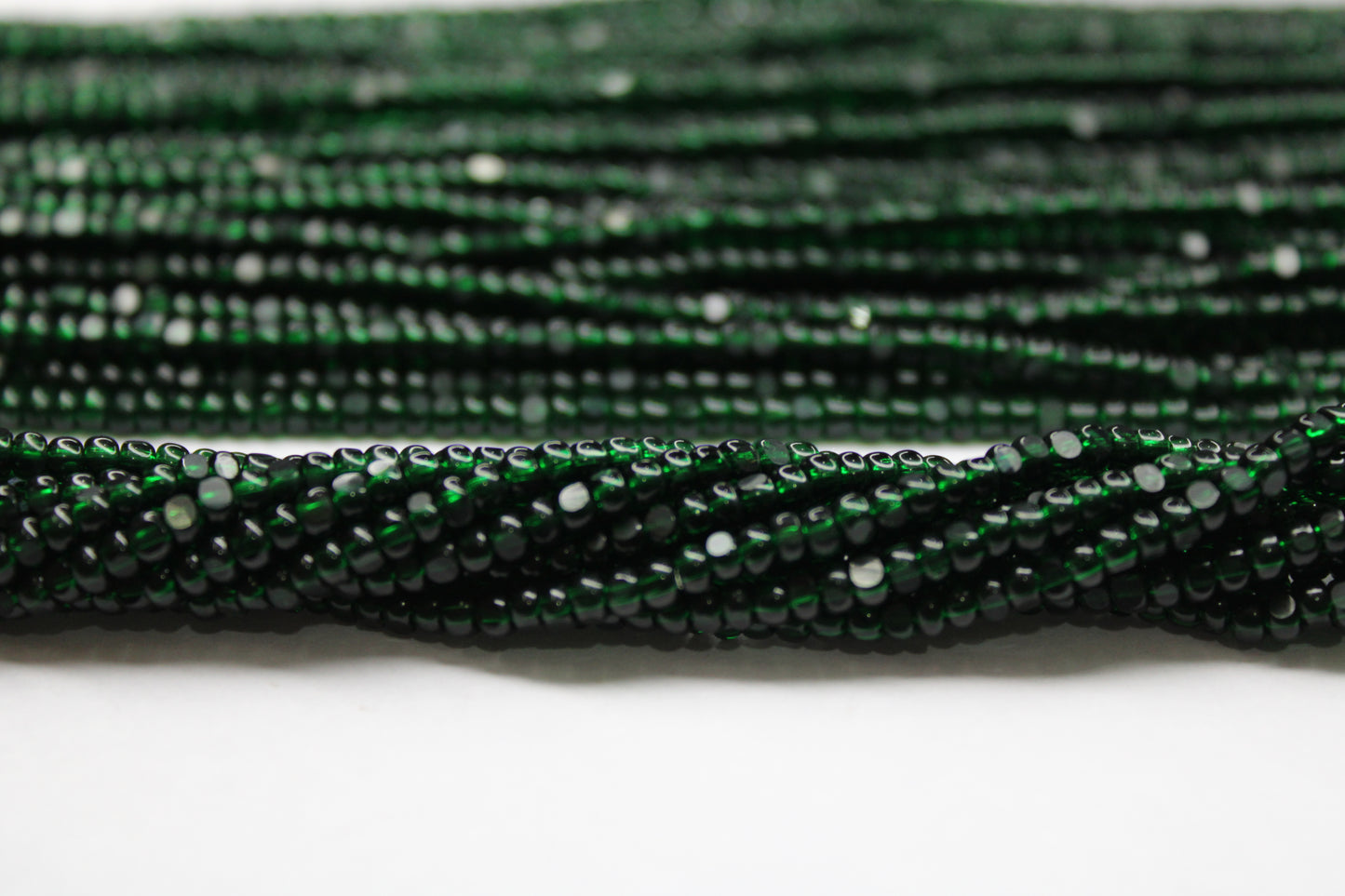8/0 Charlotte True Cut Beads, Tr. Bottle Green (2 Facets) 1 Strand, Craft Supplies, Jewelry making, Embroidery materials, Vintage beads, 50150