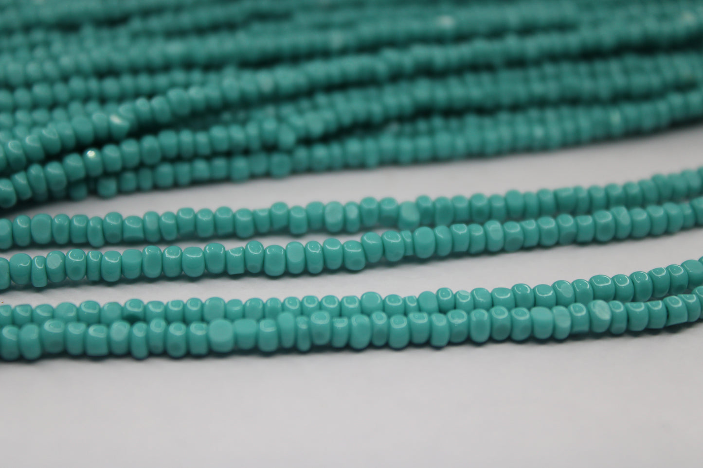 8/0 Charlotte True Cut Beads, Op. Turquoise Blue (2 Facets) 1 Strand, Craft Supplies, Jewelry making, Embroidery materials, Vintage beads, 63130