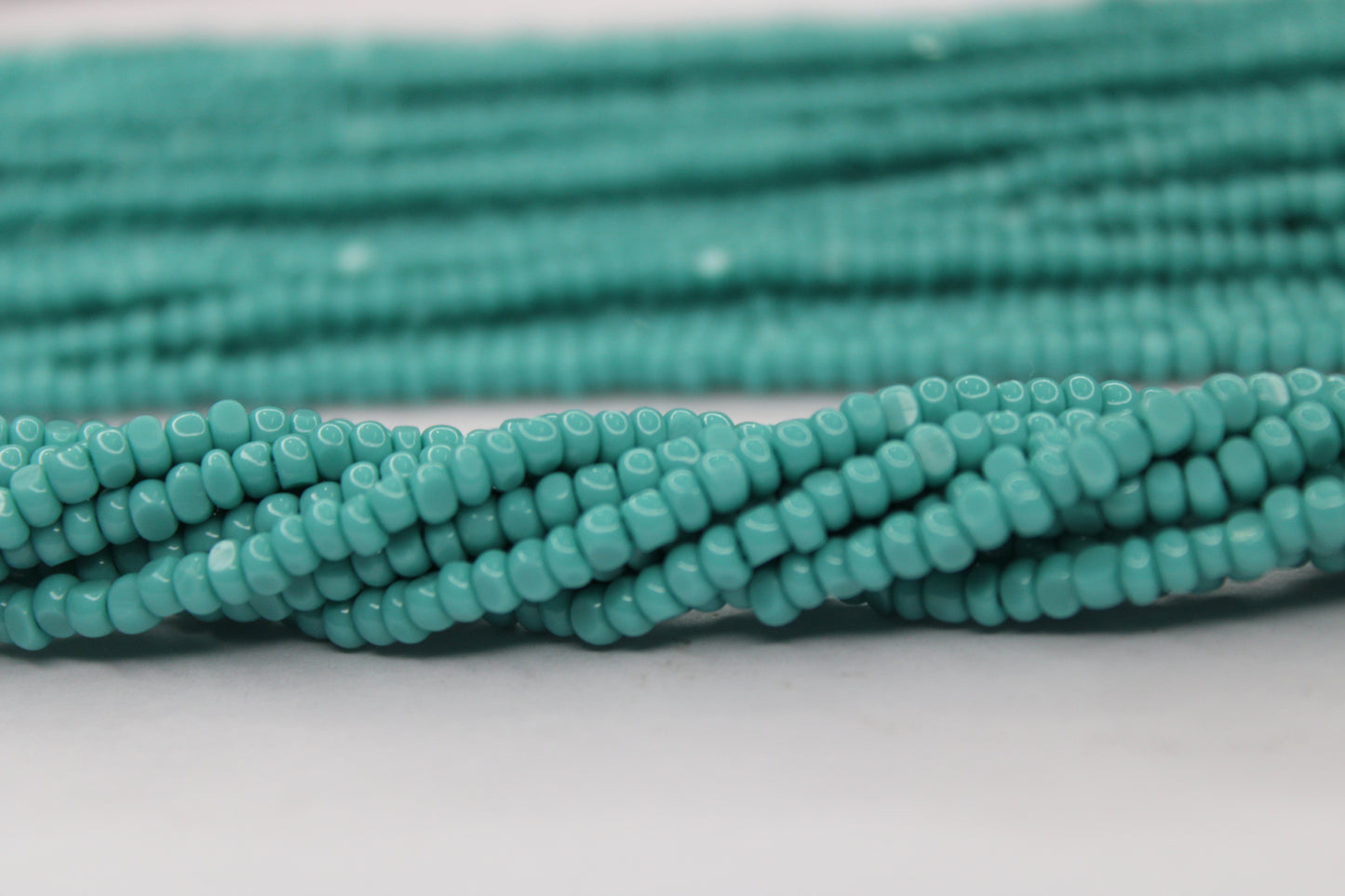 8/0 Charlotte True Cut Beads, Op. Turquoise Blue (2 Facets) 1 Strand, Craft Supplies, Jewelry making, Embroidery materials, Vintage beads, 63130