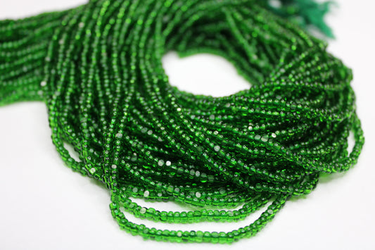 8/0 Charlotte True Cut Beads, Tr. Light Green (2 Facets) 1 Strand, Craft Supplies, Jewelry making, Embroidery materials, Vintage beads, 50060