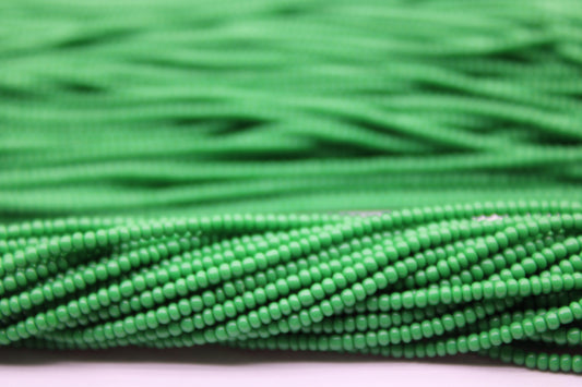 11/0 Preciosa Seed Beads, Green Opaque, 1 Hank, Czech Seed Beads, Embroidery Material, Jewelry Supply, 53220