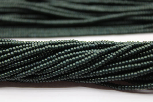 11/0 Preciosa Seed Beads, Dark Jade Opaque, 1 Hank, Czech Seed Beads, Embroidery Material, Jewelry Supply, 53270