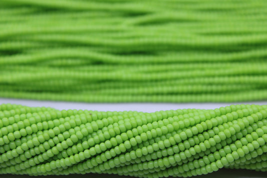 11/0 Preciosa Seed Beads, Parrot Green Opaque, 1 Hank, Czech Seed Beads, Embroidery Material, Jewelry Supply, 53410