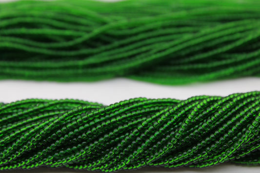 11/0 Preciosa Seed Beads, Forest Green Transparent, 1 Hank, Czech Seed Beads, Embroidery Material, Jewelry Supply, 50060