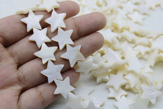 Mother Of Pearl Beads, Star 16mm, 1 Strand, Natural Shell Beads