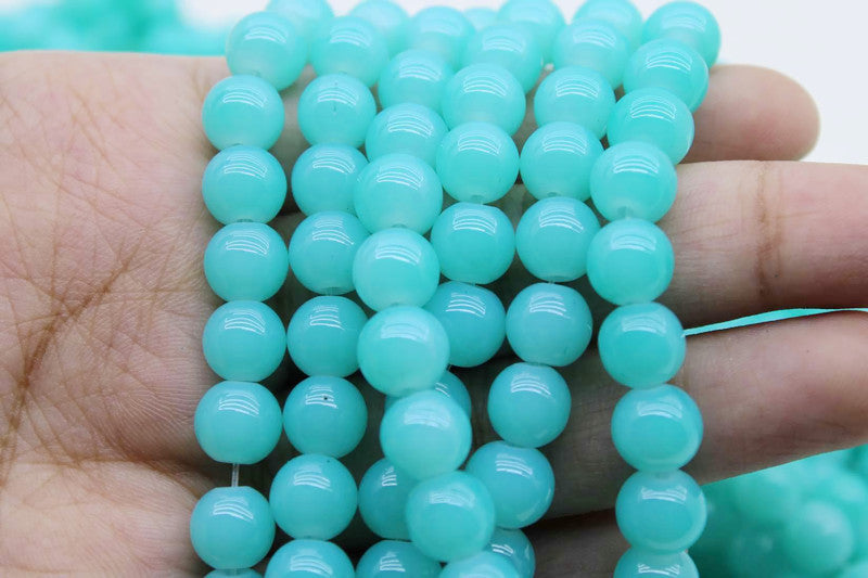 8mm Turquoise Blue Glass Beads | High-Quality Beads for Embroidery and Jewelry Making
