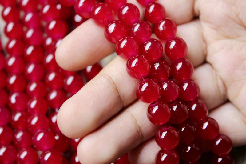 8mm Ruby Red Glass Beads | High-Quality Beads for Embroidery and Jewelry Making