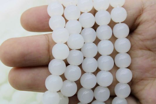 8mm White Glass Beads | High-Quality Beads for Embroidery and Jewelry Making