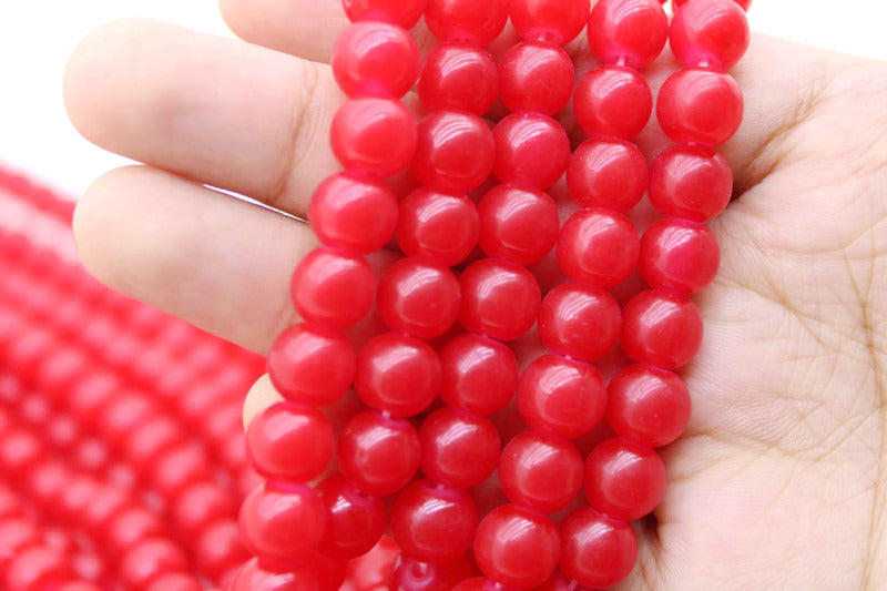 8mm Red Glass Beads | High-Quality Beads for Embroidery and Jewelry Making