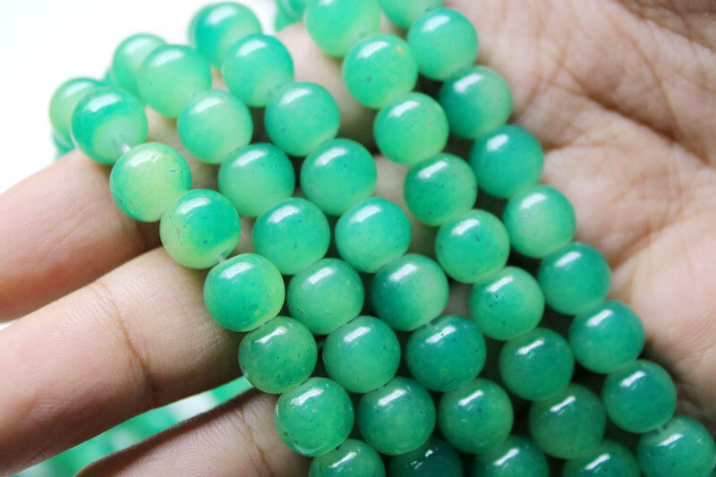8mm Sea Green Glass Beads | High-Quality Beads for Embroidery and Jewelry Making