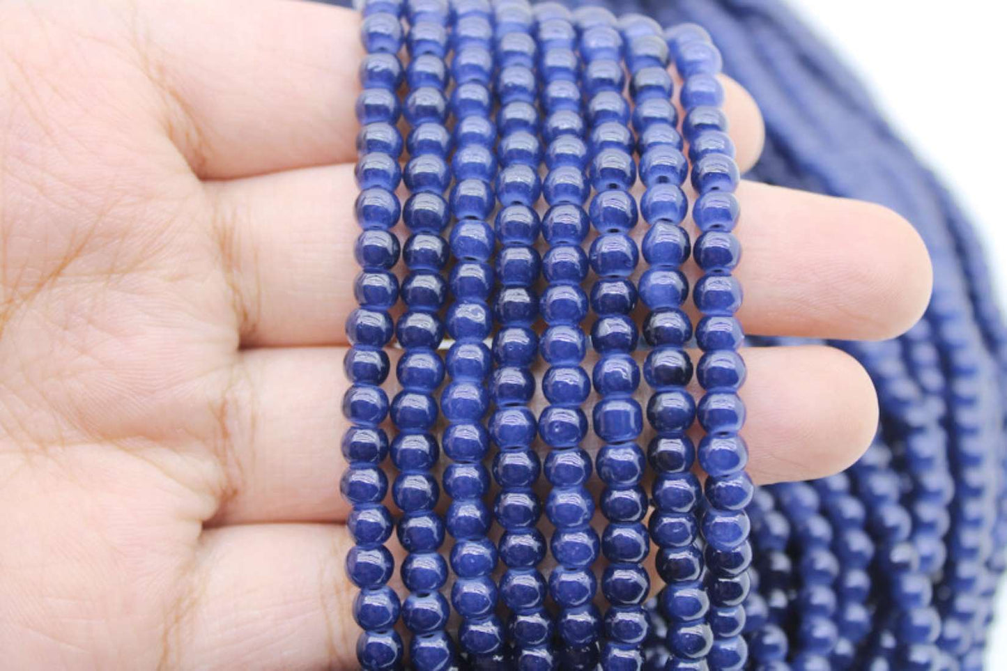 4 mm Dark Blue Glass Beads | High-Quality Beads for Embroidery and Jewelry Making