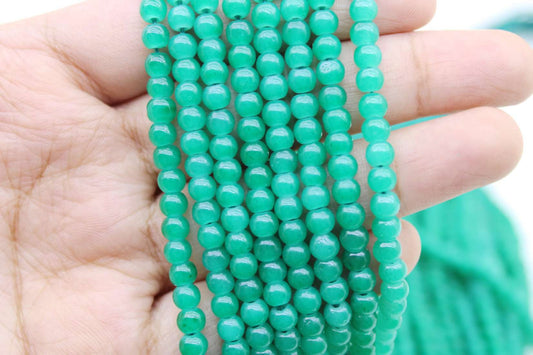 4 mm Sea Green Glass Beads | High-Quality Beads for Embroidery and Jewelry Making