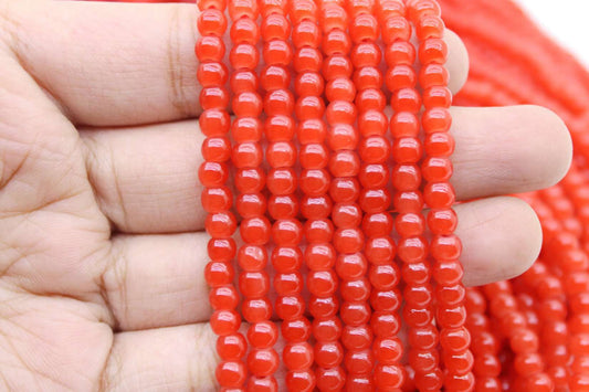 4 mm Orange Glass Beads | High-Quality Beads for Embroidery and Jewelry Making