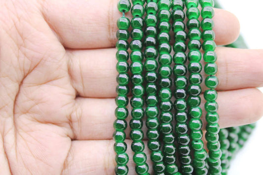 4 mm Dark Green Glass Beads | High-Quality Beads for Embroidery and Jewelry Making