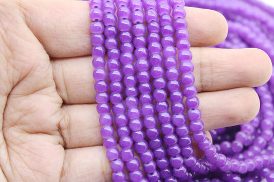 4 mm Purple Glass Beads | High-Quality Beads for Embroidery and Jewelry Making