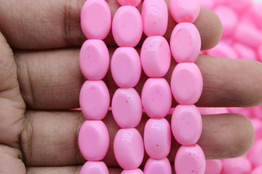 Baby Pink Flat Oval Glass Beads, 10x8mm | Premium Beads for Jewelry Making and Embroidery, Aweza Beads