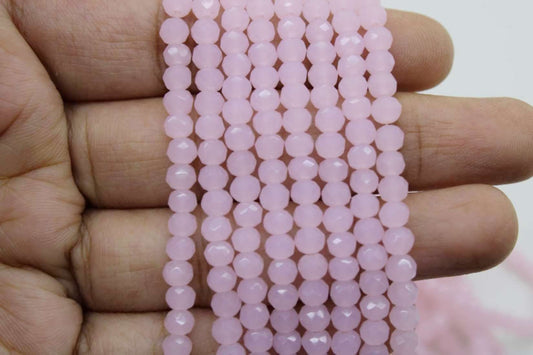 4mm Czech Rondelle Crystal Beads, Baby Pink, 1 Strand, Superior quality beads, jewelry supply.