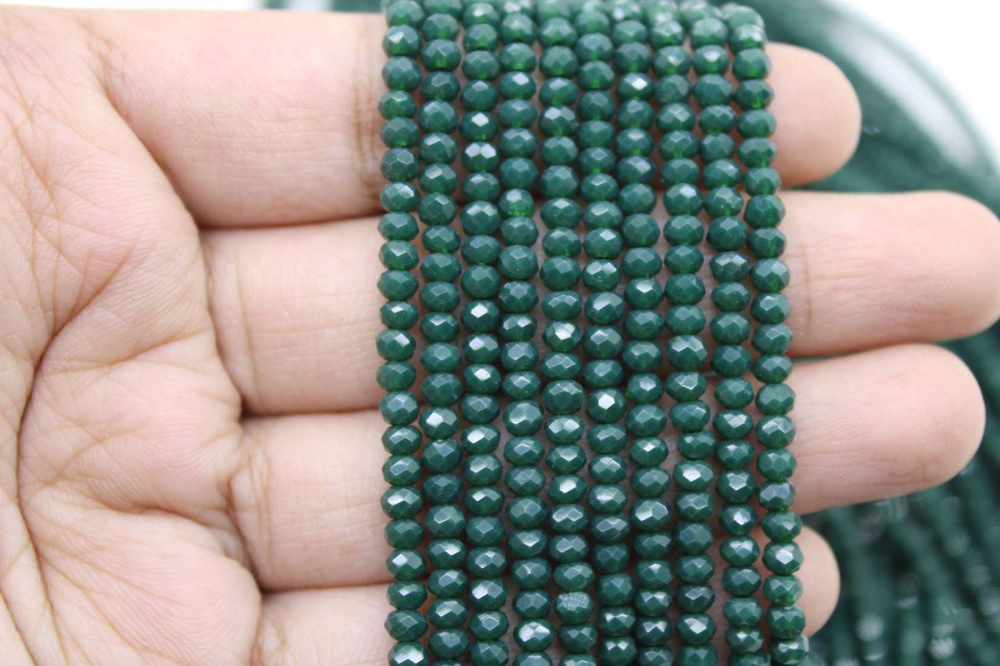 3mm Czech Rondelle Crystal Beads, Dark Emerald opaque, 1 Strand, Superior quality beads, jewelry supply.