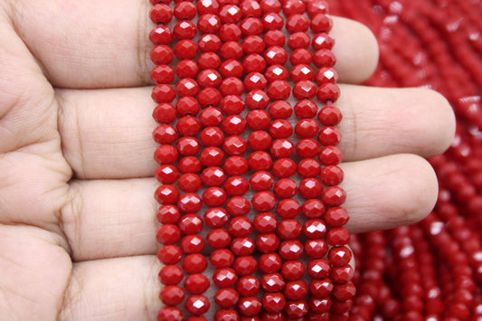 4mm Czech Rondelle Crystal Beads, Burgundy, 1 Strand, Superior quality beads, jewelry supply.