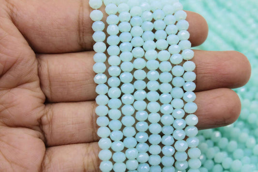4mm Czech Rondelle Crystal Beads, Baby Blue, 1 Strand, Superior quality beads, jewelry supply