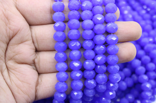 8mm Czech Rondelle Crystal Beads, Opal Blue, 1 String, Superior quality beads, Jewelry supply.