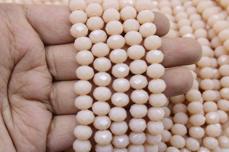 8mm Czech Rondelle Crystal Beads, Peach, 1 String, Superior quality beads, Jewelry supply.