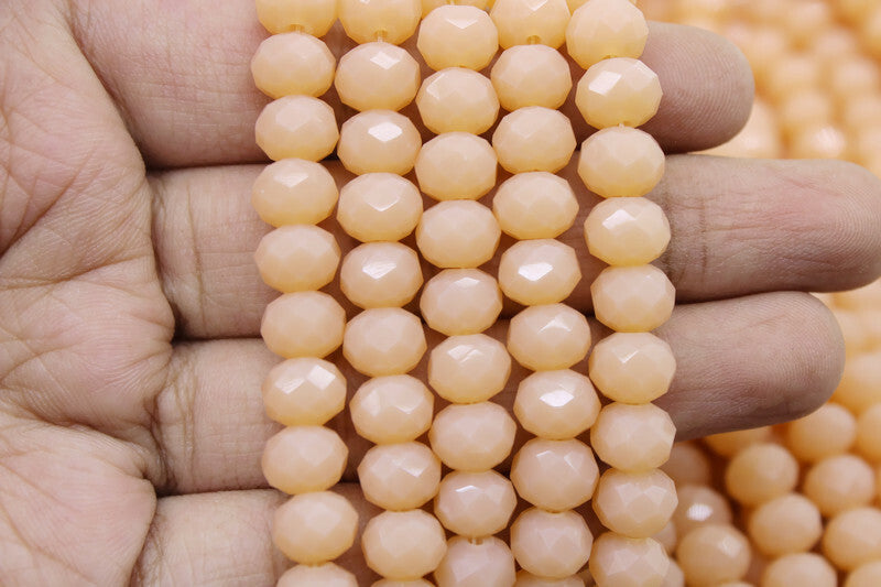 8mm Czech Rondelle Crystal Beads, Melon, 1 String, Superior quality beads, Jewelry supply.