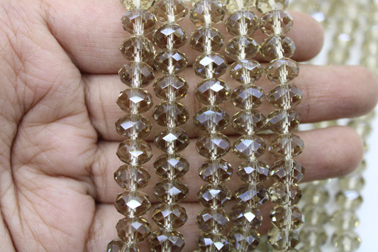 8mm Czech Rondelle Crystal Beads, Black Diamond, 1 String, Superior quality beads, Jewelry supply.