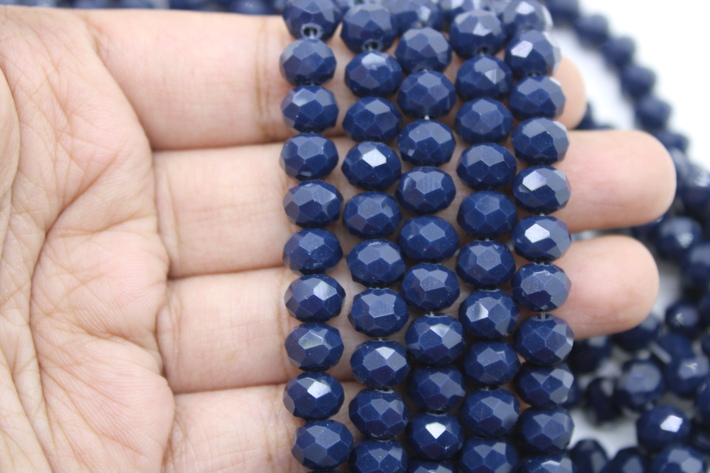 8mm Czech Rondelle Crystal Beads, Sapphire Blue, 1 String, Superior quality beads, Jewelry supply.