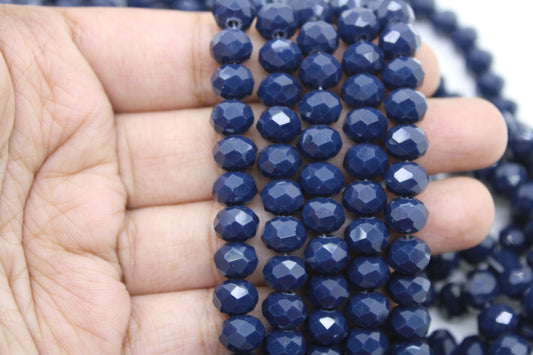 8mm Czech Rondelle Crystal Beads, Sapphire Blue, 1 String, Superior quality beads, Jewelry supply.