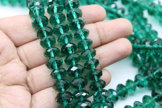 10mm Czech Rondelle Crystal Beads, Sea Green Transparent, 1 String, Superior quality beads, Jewelry supply